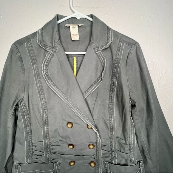 Sundance Khaki Green Gray Cotton Double Breast Blazer Women’s Jacket Sz M - Picture 4 of 11